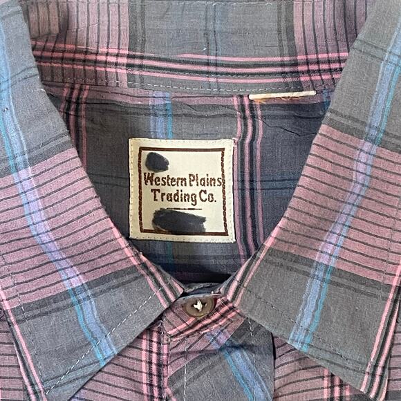 VTG Western Plains Men’s Sz XL Plaid Pearl Snap Short Sleeve Shirt Americana - Picture 2 of 7